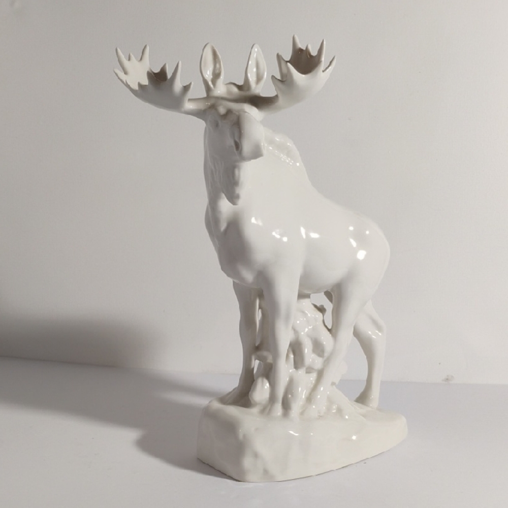 USSR Lomonosov Porcelain Moose Large Figurine Mid/Late 20th Century
